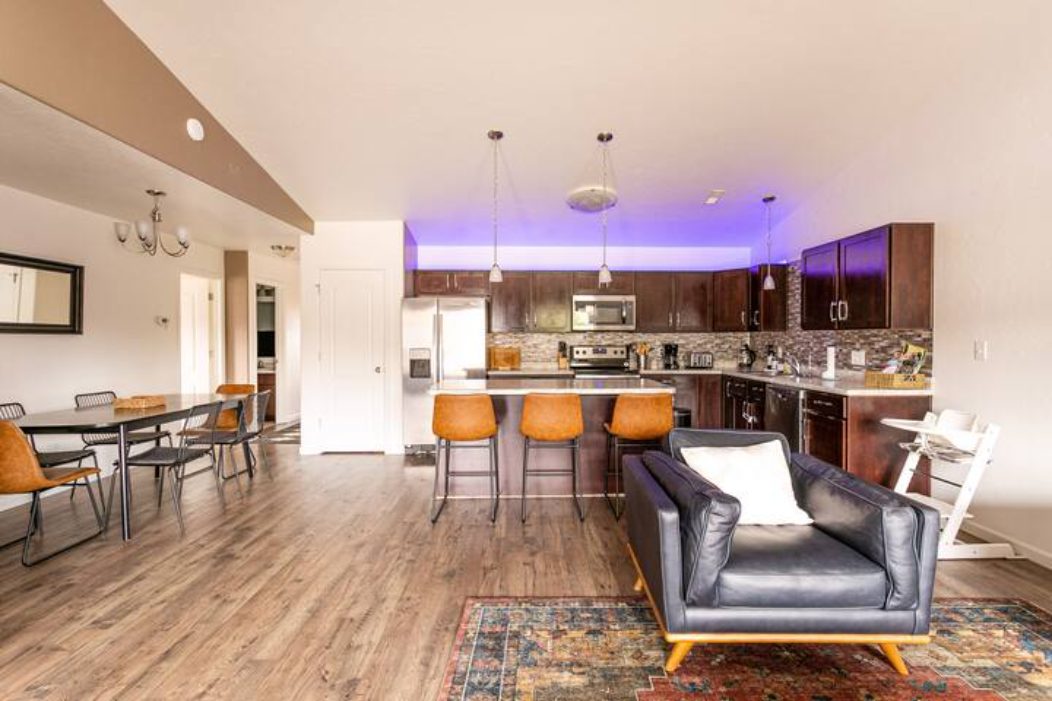 Open living and dining area