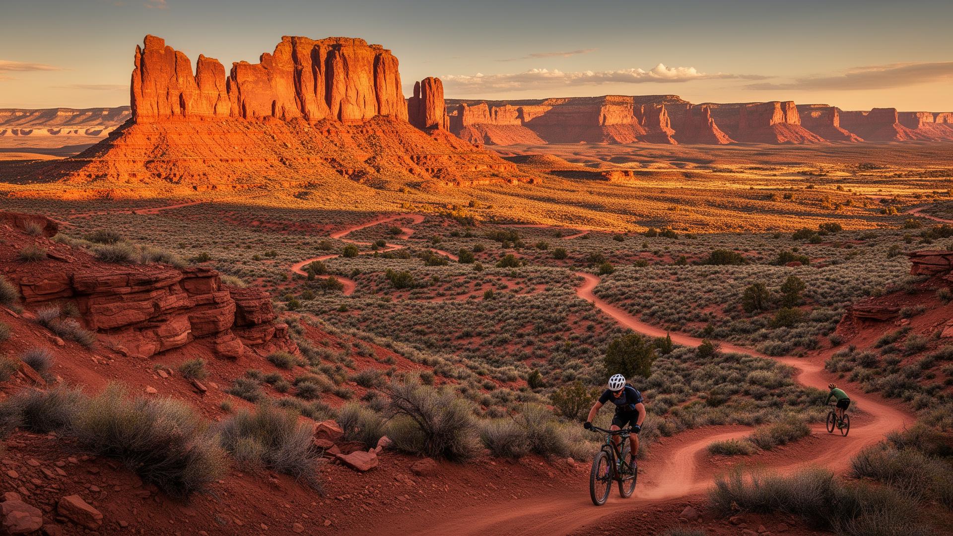 Sunrise over the red rock desert and Book Cliffs near Fruita, Colorado