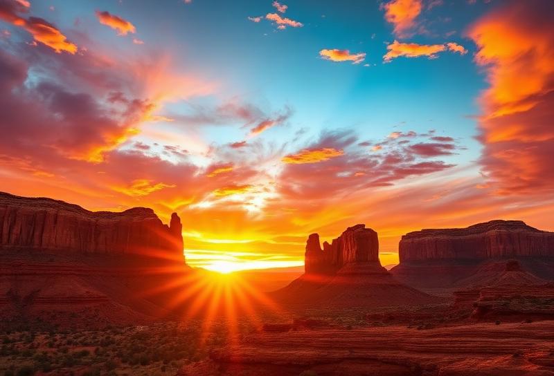 Sunset over Colorado National Monument red rock formations