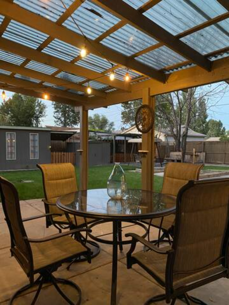 Covered outdoor dining area